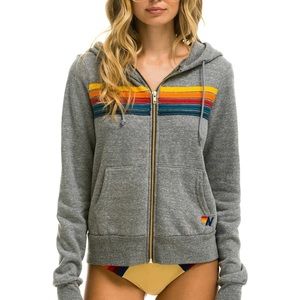 Aviator Nation 5 Strip Rainbow Hoodie